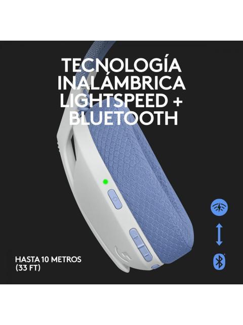 LOGITECH AUDIFONOS GAMER G435 PARA PC-PS4-PS5 INALAMBRICO USB-A BLANCO-LILA