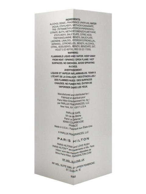 LOVE RUSH PARIS HILTON 100 ML EAU DE PARFUM - MUJER