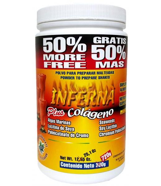 MALTEADA INFERNA CHOCOLATE 720GR. L-CARNITINAALGAS MARINASLECITIN NATURAMEX