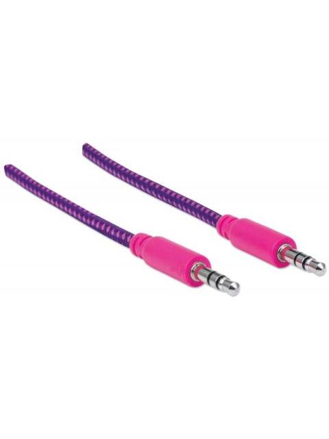 MANHATTAN 3.5MM MACHO - 3.5MM MACHO CON RECUBRIMIENTO TEXTIL 1.8 METROS MORADO-ROSA