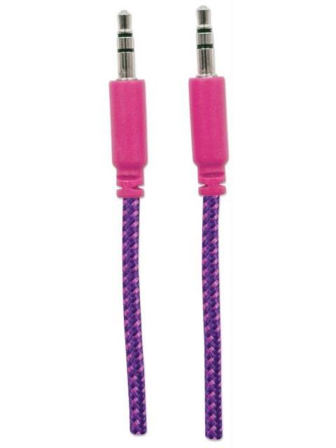 MANHATTAN 3.5MM MACHO - 3.5MM MACHO CON RECUBRIMIENTO TEXTIL 1.8 METROS MORADO-ROSA