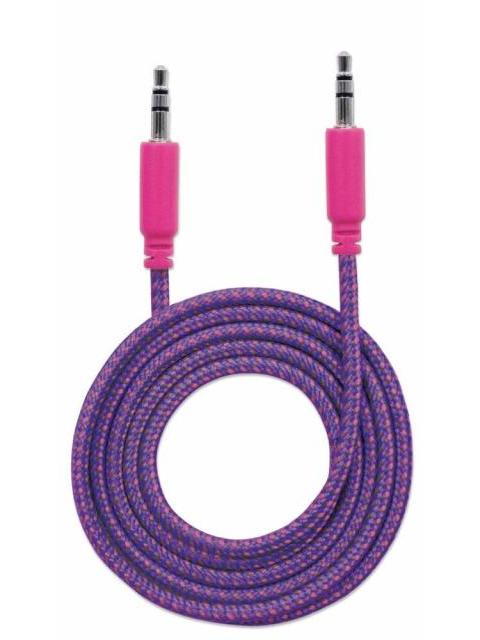 MANHATTAN 3.5MM MACHO - 3.5MM MACHO CON RECUBRIMIENTO TEXTIL 1.8 METROS MORADO-ROSA