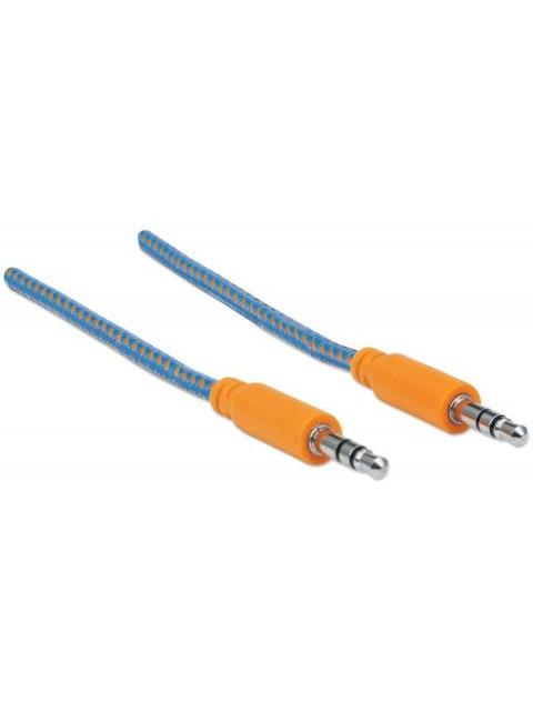 MANHATTAN 3.5MM MACHO - 3.5MM MACHO CON RECUBRIMIENTO TEXTIL 1 METRO AZUL-NARANJA