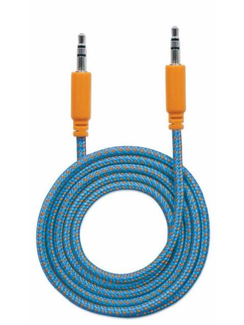 MANHATTAN 3.5MM MACHO - 3.5MM MACHO CON RECUBRIMIENTO TEXTIL 1 METRO AZUL-NARANJA