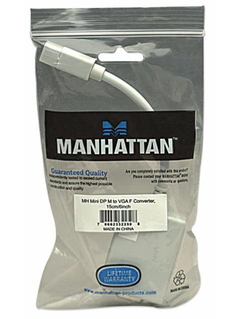 MANHATTAN ADAPTADOR MINI-DISPLAYPORT 1.2 MACHO - VGA HEMBRA 1080P 17CM BLANCO