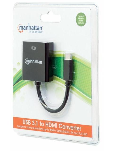 MANHATTAN ADAPTADOR USB-C 3.1 MACHO - HDMI HEMBRA NEGRO