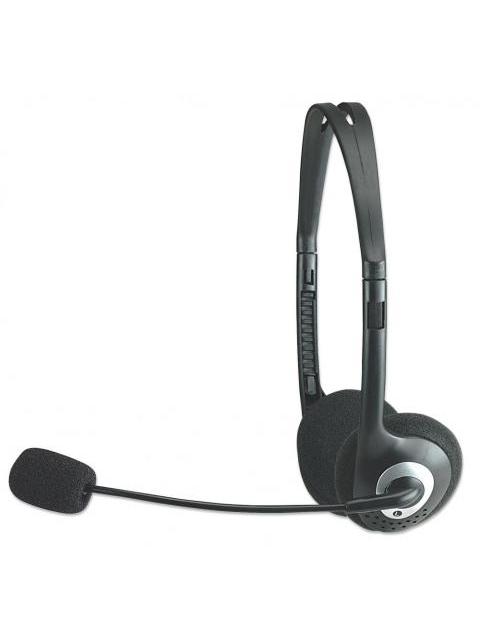MANHATTAN AUDIFONOS CON MICROFONO 164429 ALAMBRICO NEGRO-PLATA