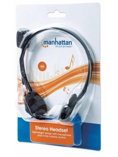MANHATTAN AUDIFONOS CON MICROFONO 164429 ALAMBRICO NEGRO-PLATA