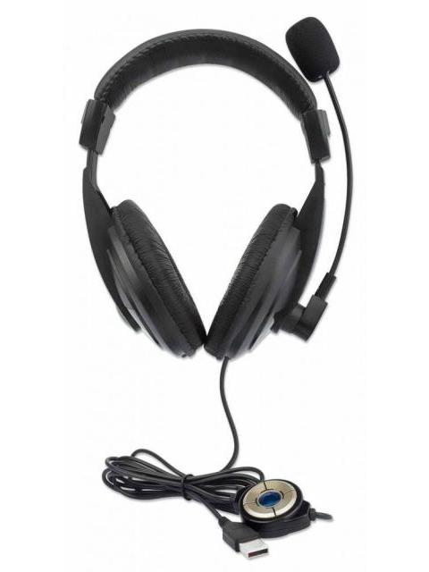 MANHATTAN AUDIFONOS CON MICROFONO 179843 ALAMBRICO 1.5 METROS USB NEGRO