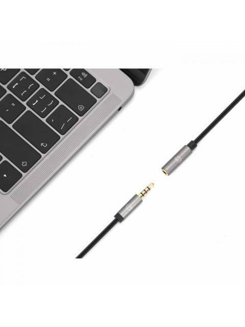 MANHATTAN CABLE AUX 3.5MM MACHO - 3.5MM HEMBRA 3 METROS NEGRO-PLATA