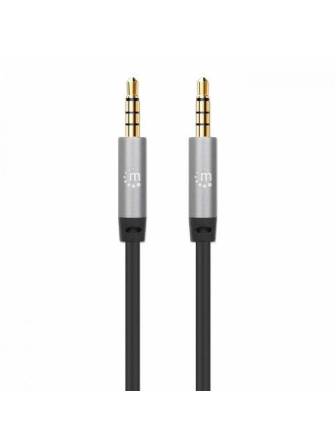 MANHATTAN CABLE AUX 3.5MM MACHO - 3.5MM MACHO 5 METROS NEGRO-PLATA