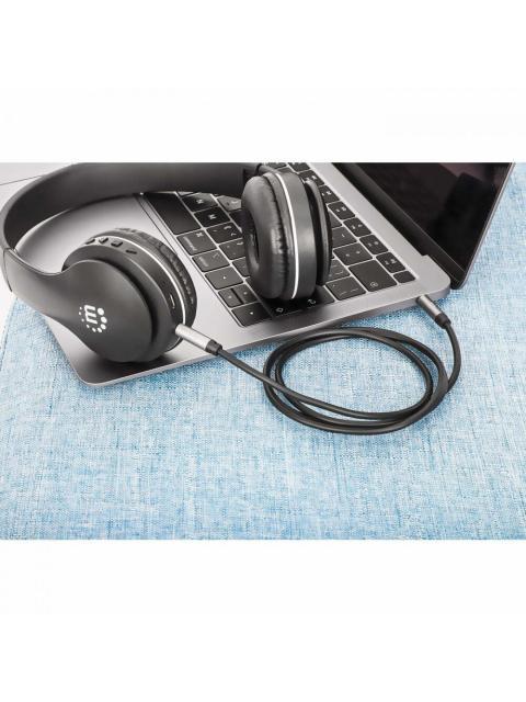 MANHATTAN CABLE AUX 3.5MM MACHO - 3.5MM MACHO 5 METROS NEGRO-PLATA