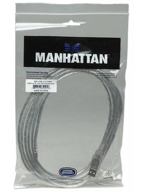 MANHATTAN CABLE DE ALTA VELOCIDAD USB 2.0 USB A MACHO - USB B MACHO 3 METROS PLATA