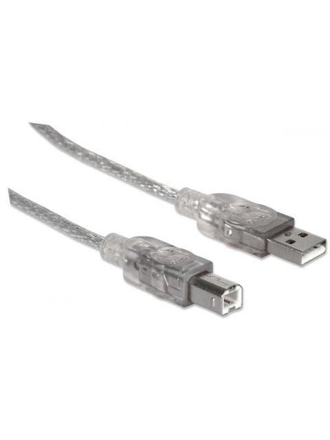 MANHATTAN CABLE DE ALTA VELOCIDAD USB 2.0 USB A MACHO - USB B MACHO 5 METROS PLATA