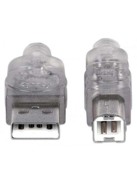 MANHATTAN CABLE DE ALTA VELOCIDAD USB 2.0 USB A MACHO - USB B MACHO 5 METROS PLATA