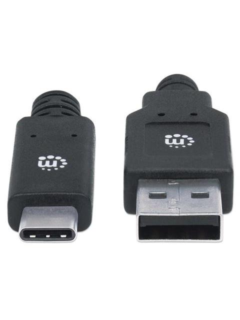 MANHATTAN CABLE DE CARGA USB A MACHO - USB C MACHO 2 METROS NEGRO