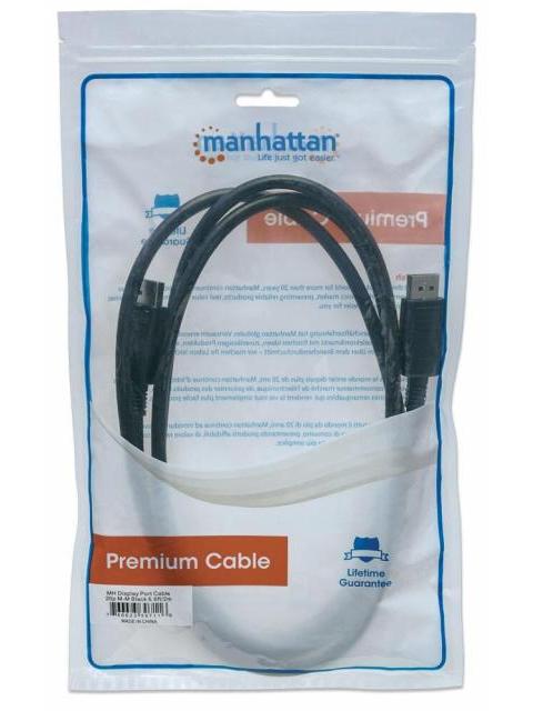 MANHATTAN CABLE DE VIDEO DISPLAYPORT 1.2 MACHO - DISPLAYPORT 1.2 MACHO 4K 60HZ 2 METROS NEGRO