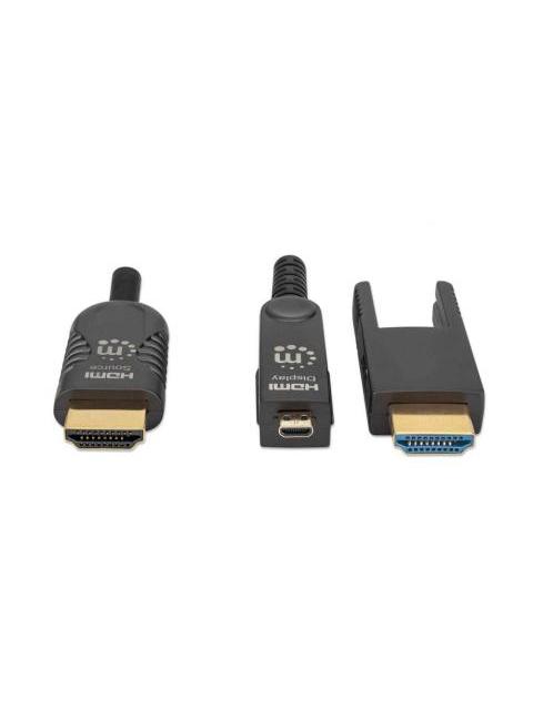 MANHATTAN CABLE DESMONTABLE HDMI OPTICO HDMI-A MACHO - HDMI-D MACHO 4K 60HZ 30 METROS NEGRO