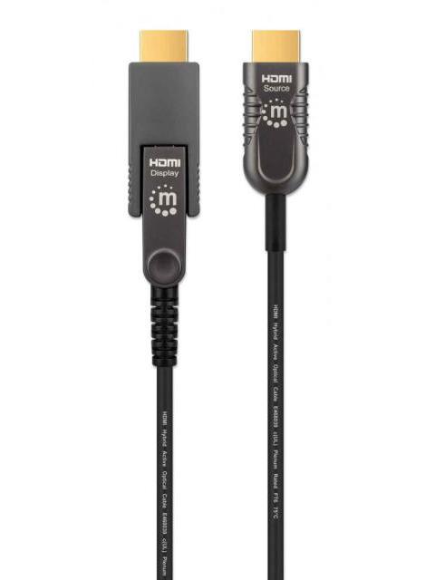 MANHATTAN CABLE DESMONTABLE HDMI OPTICO HDMI-A MACHO - HDMI-D MACHO 4K 60HZ 30 METROS NEGRO