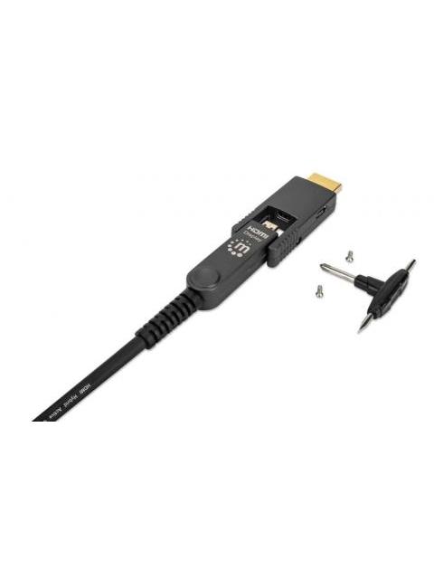 MANHATTAN CABLE DESMONTABLE HDMI OPTICO HDMI-A MACHO - HDMI-D MACHO 4K 60HZ 30 METROS NEGRO