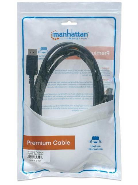 MANHATTAN CABLE DISPLAYPORT 1.2 MACHO - DISPLAYPORT 1.2 MACHO 4K 60HZ 3 METROS NEGRO