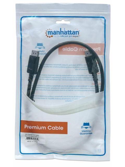 MANHATTAN CABLE DISPLAYPORT 1.2 MACHO - DISPLAYPORT 1.2 MACHO 4K 60HZ 1.3 METROS NEGRO