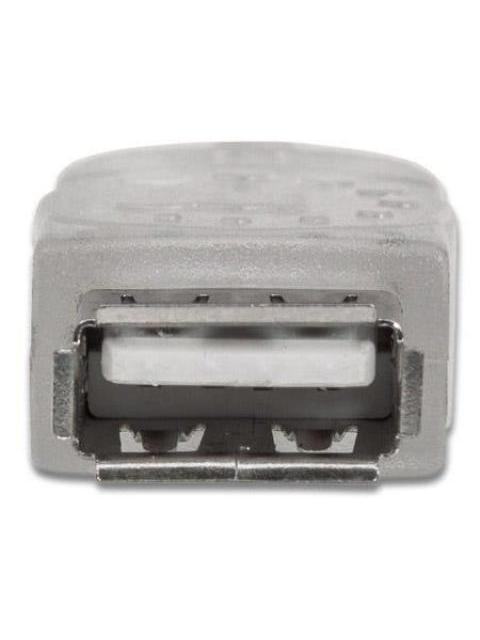MANHATTAN CABLE EXTENSION DE ALTA VELOCIDAD USB 2.0 USB A MACHO - USB A HEMBRA 3 METROS PLATEADO