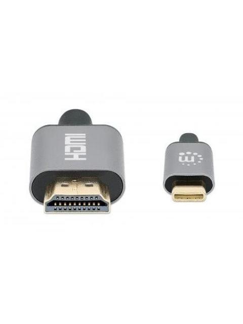 MANHATTAN CABLE HDMI-A MACHO - USB-C MACHO 4K 60HZ 1 METRO NEGRO-GRIS