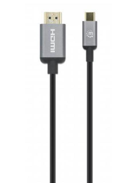 MANHATTAN CABLE HDMI-A MACHO - USB-C MACHO 4K 60HZ 1 METRO NEGRO-GRIS