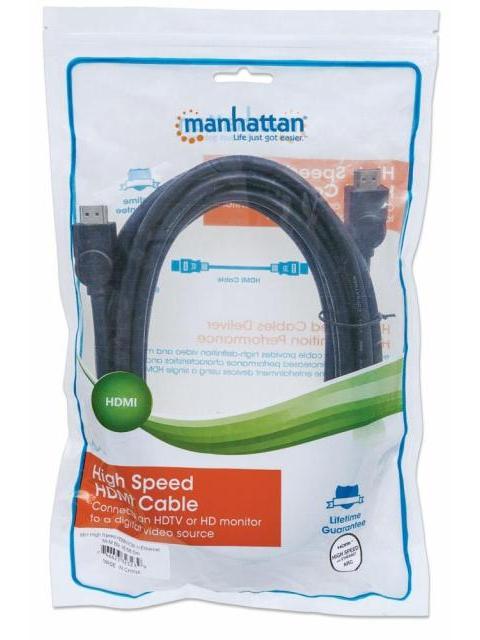 MANHATTAN CABLE HDMI DE ALTA VELOCIDAD CON CANAL ETHERNET HDMI MACHO - HDMI MACHO 4K 30HZ 5 METROS NEGRO
