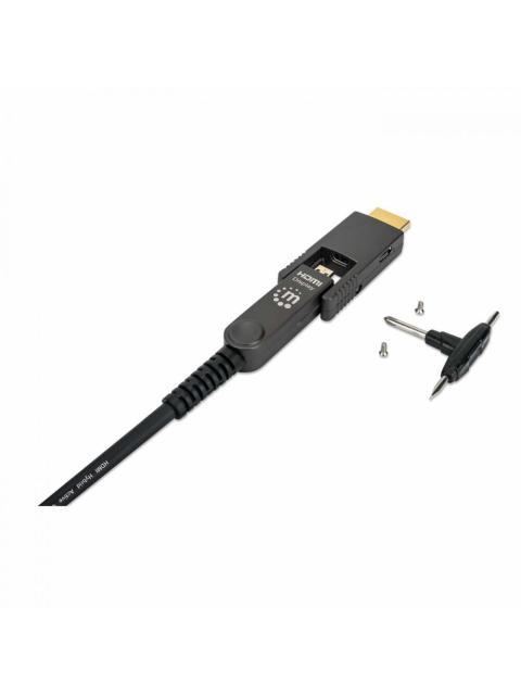 MANHATTAN CABLE OPTICO ACTIVO HDMI MACHO - HDMI MACHO CON CONECTOR DESMONTABLE 50 METROS NEGRO