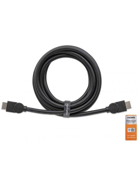 MANHATTAN CABLE CERTIFICADO PREMIUM HDMI 2.0 MACHO - HDMI 2.0 MACHO 4K 60HZ 3 METROS NEGRO