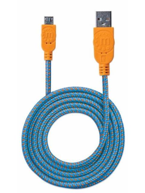 MANHATTAN CABLE USB 2.0 A MACHO - MICRO USB 2.0 B MACHO 1 METRO AZUL-NARANJA