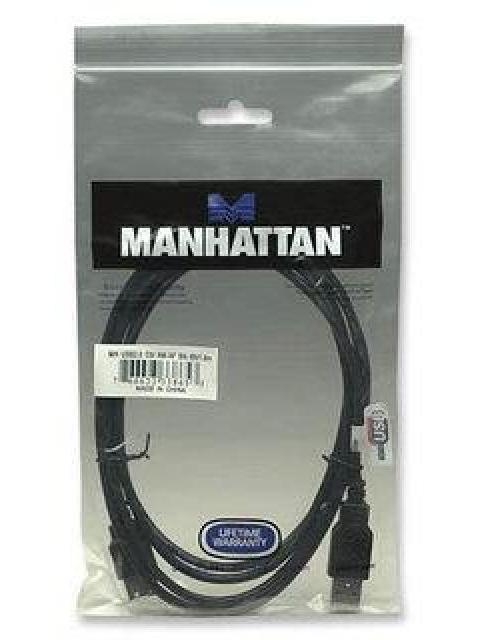MANHATTAN CABLE USB 2.0 A MACHO - USB 2.0 A HEMBRA 1.8 METROS NEGRO