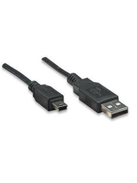 MANHATTAN CABLE USB 2.0 USB A MACHO - MINI USB B MACHO 3 METROS NEGRO