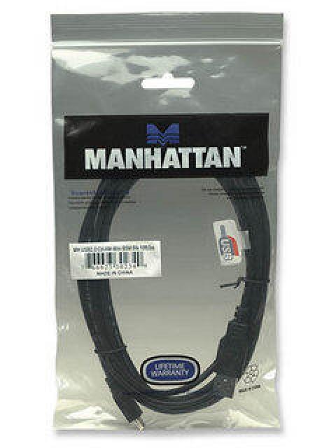 MANHATTAN CABLE USB 2.0 USB A MACHO - MINI USB B MACHO 3 METROS NEGRO