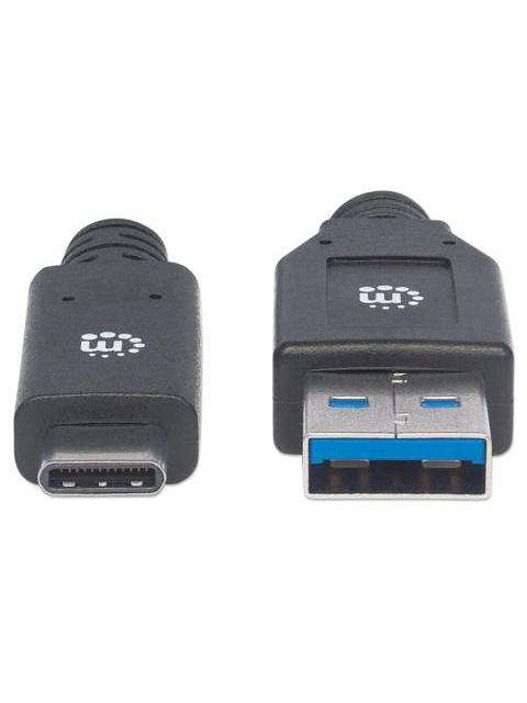 MANHATTAN CABLE USB A 3.1 MACHO - USB C 3.1 MACHO 3 METROS NEGRO
