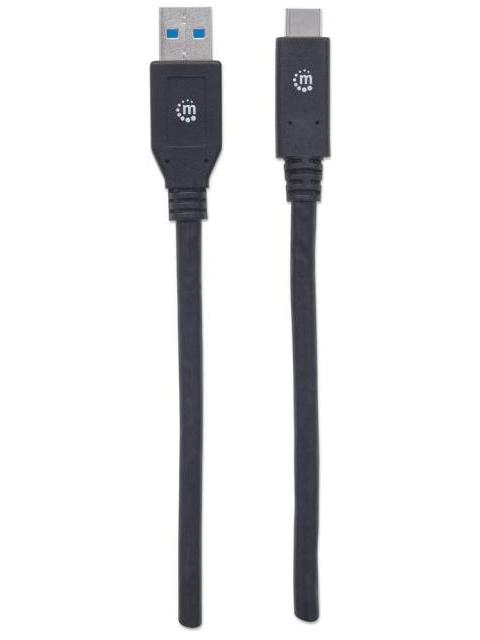 MANHATTAN CABLE USB A 3.1 MACHO - USB C 3.1 MACHO 3 METROS NEGRO