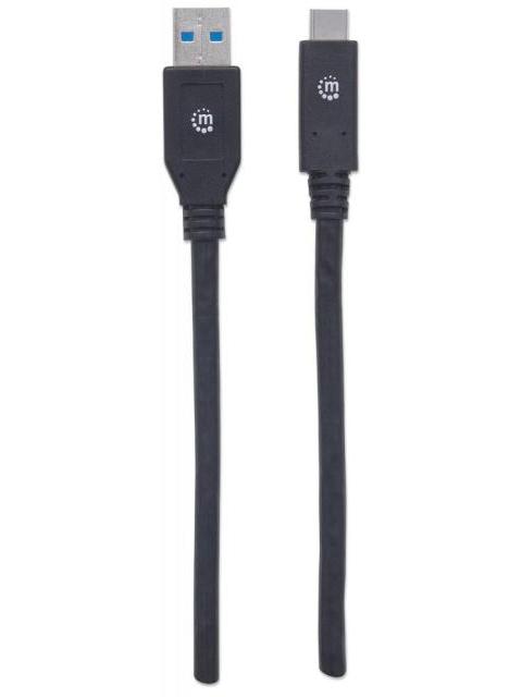 MANHATTAN CABLE USB A 3.1 MACHO - USB C 3.1 MACHO 3 METROS NEGRO