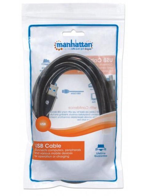 MANHATTAN CABLE USB A 3.1 MACHO - USB C 3.1 MACHO 3 METROS NEGRO