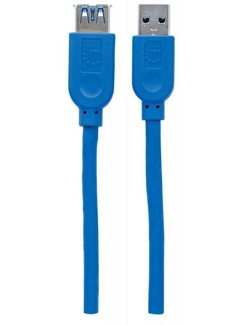 MANHATTAN CABLE USB A MACHO - USB A HEMBRA 1 METROS AZUL