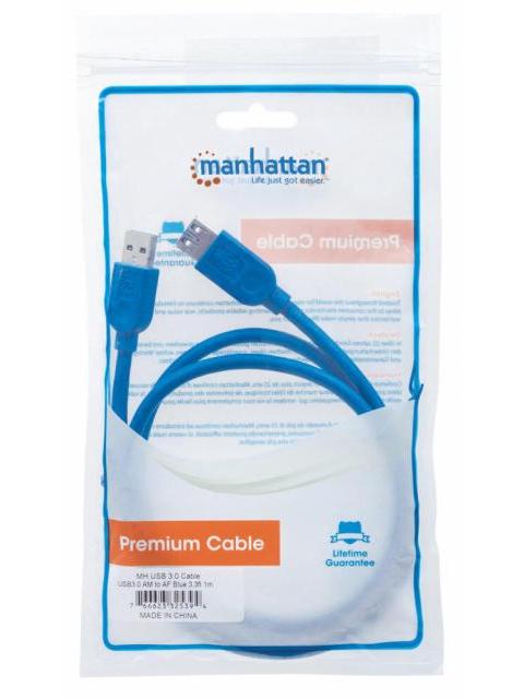 MANHATTAN CABLE USB A MACHO - USB A HEMBRA 1 METROS AZUL