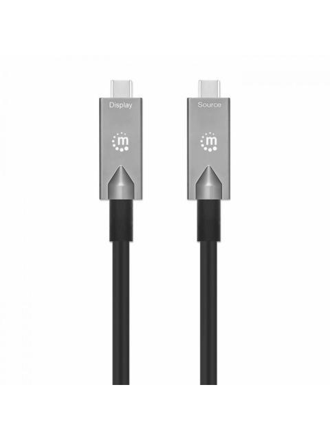 MANHATTAN CABLE USB C MACHO - USB C MACHO 10 METROS GRIS-NEGRO