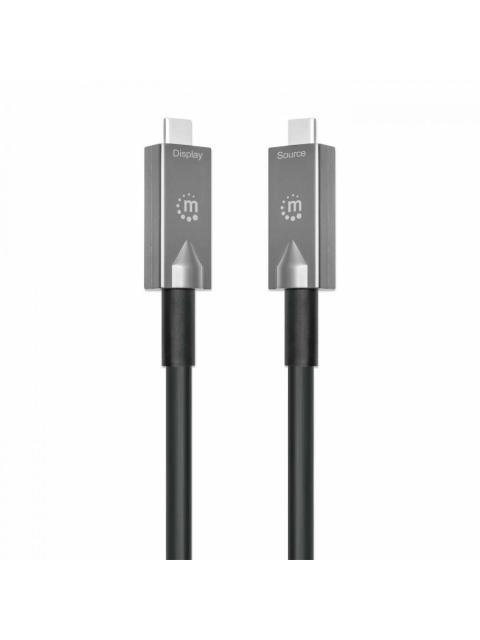 MANHATTAN CABLE USB C MACHO - USB C MACHO 10 METROS GRIS-NEGRO
