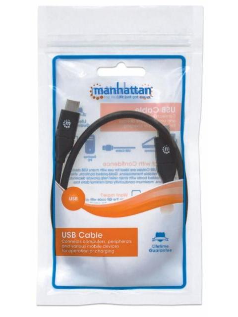 MANHATTAN CABLE USB C MACHO - USB C MACHO 50CM NEGRO
