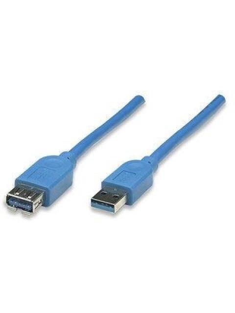MANHATTAN CABLE USB MACHO - USB HEMBRA 2 METROS AZUL