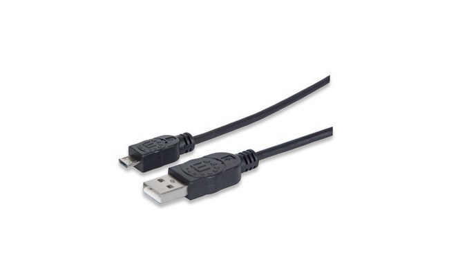 MANHATTAN CABLE USB 2.0 USB A MACHO - MICRO USB B MACHO 50CM NEGRO