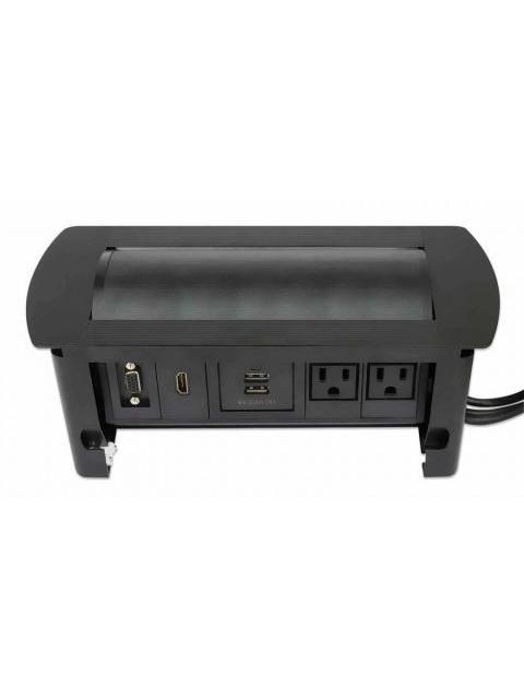 MANHATTAN CAJA PARA MESA 164832 2 PUERTOS + 2X USB NEGRO