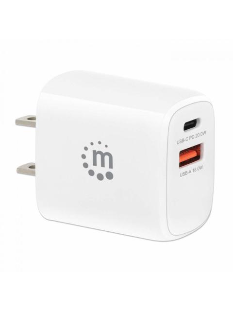 MANHATTAN CARGADOR DE PARED 20W 1X USB 3.0 1X USB C BLANCO