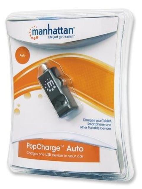 MANHATTAN CARGADOR USB POPCHARGE PARA AUTOMOVIL USB 2.0 NEGRO
